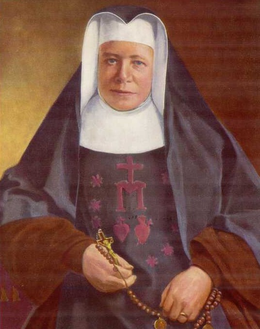 The only portrait of Mother Clara Pfaender in her nun's habit holding a rosary